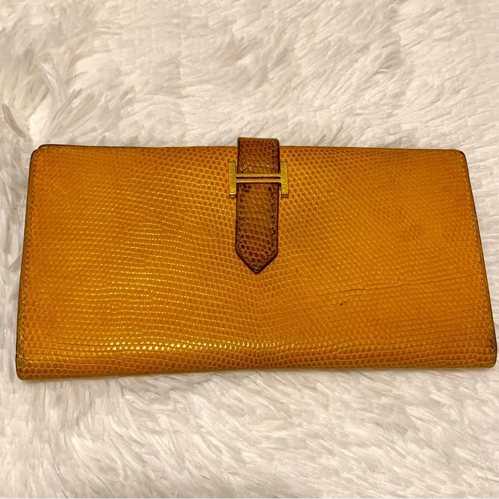 ‼️Hermes Lizard Bearn Yellow Hombre Bifold 🧡💛